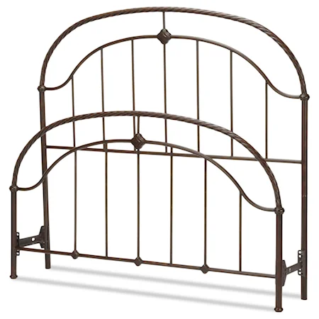 King Cascade Headboard and Footboard with Metal Panels and Twisted-Rope Rail